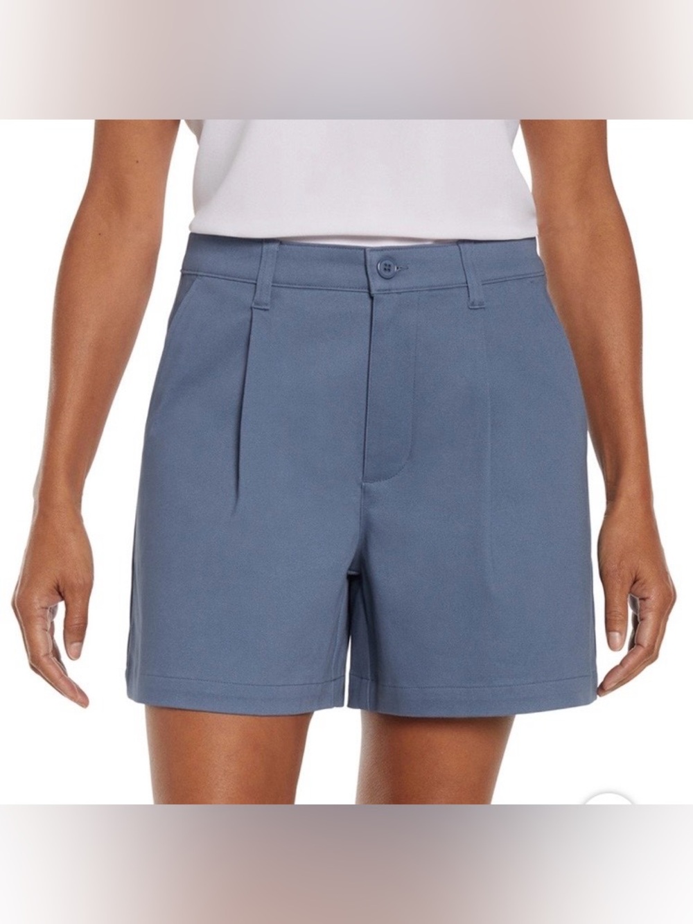 Banana Republic High Rise-Tailored Slate Blue Pleated Front Chino Shorts Size 6